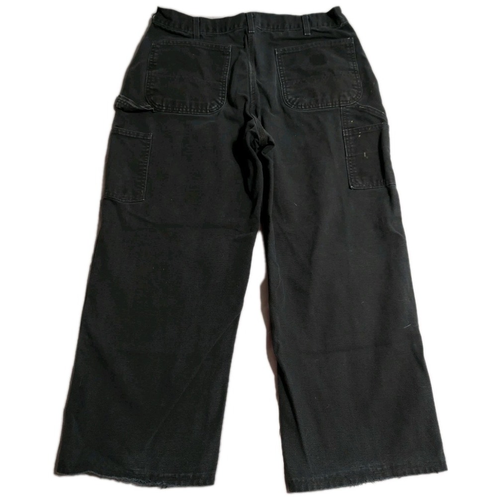 Carhartt USA Made Dungaree Work Pants Black 36x30 Cropped 26.5 Inseam Distressed - Picture 2 of 10